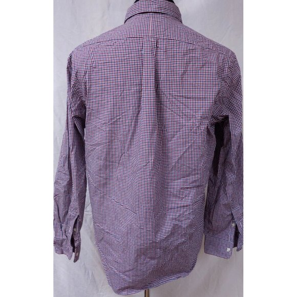 Ralph Lauren Mens Large Red Blue Stripe Check Long Sleeve Embroidered Logo Shirt - Picture 8 of 12